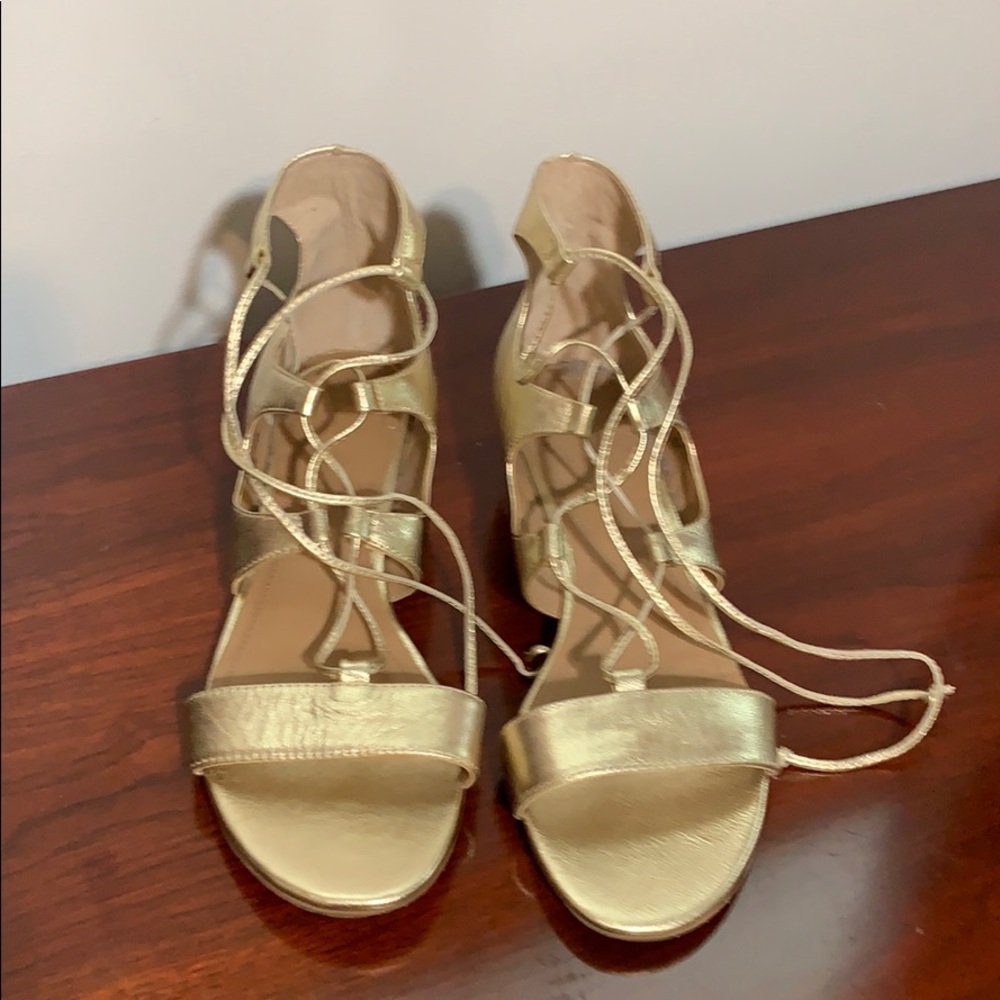 Tahari gold cage wedge sandals women’s shoes 8M